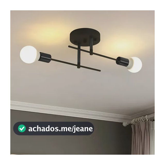 Luminária Lustre Teto Para Sala Jantar Moderno 2 Lâmpadas 127/220v Preto