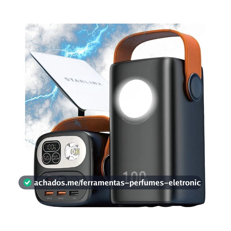 Power Bank 60.000mah 100w Para - Starlink Mini Ultra Rápido Carregador Portátil E Notebooks celulares computadores viagens trabalho home office proteções contra sobrecarga e curto-circuito Ice Coorel