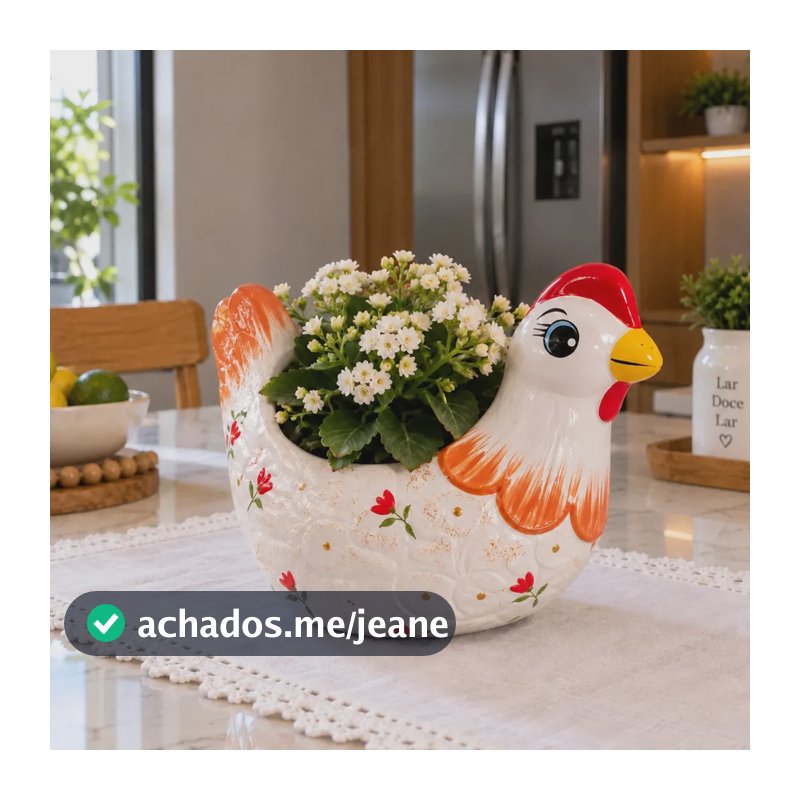 Porta Ovos Galinha De Cerâmica Decorativo Cozinha Mesa Vaso Laranja