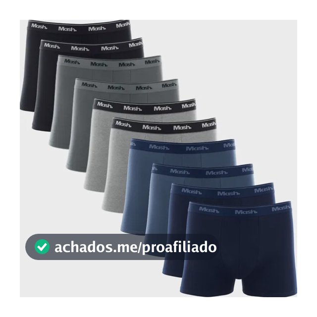 Kit Com 10 Cuecas Boxer Algodão Cotton Masculina Adulto Mash