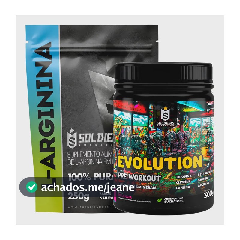 Kit: Evolution 300g + Arginina 250g - Soldiers Nutrition Sabor Melancia