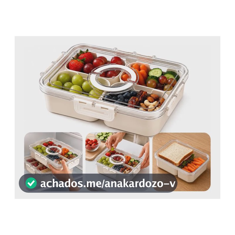 Pote Organizador Geladeira Hermético 4 Divisórias Acrílico Pote Hermético Acrílico Porta Frutas Legumes Temperos