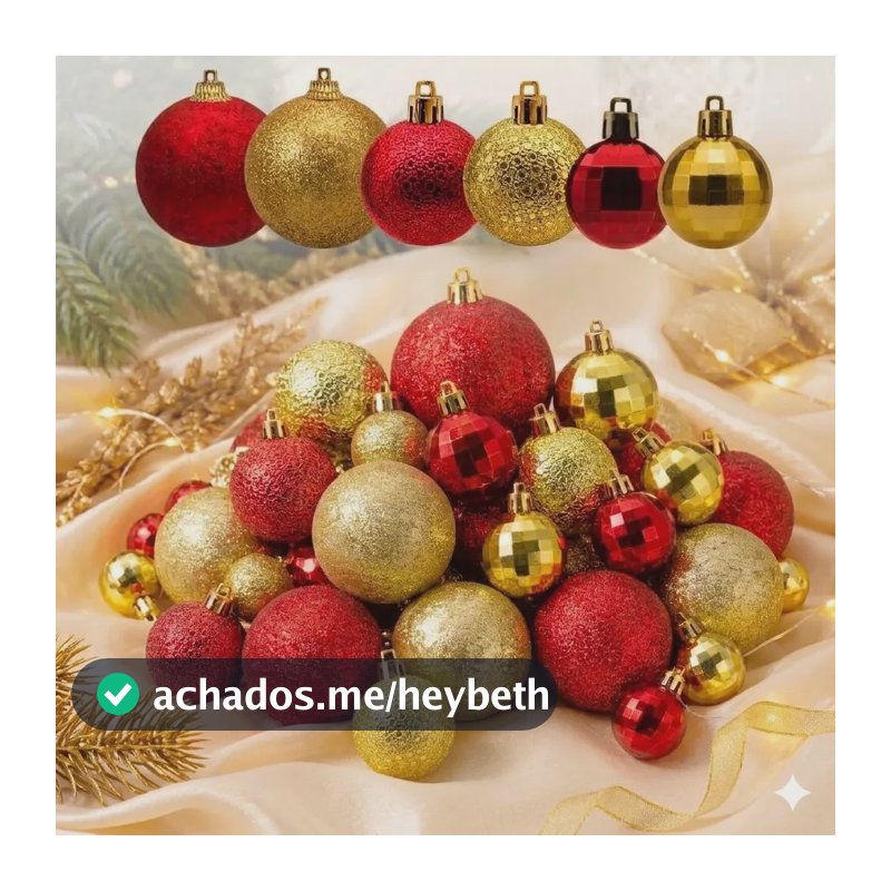 Kit 42 Bolas De Natal 3, 4 E 5cm Vermelho Dourado Enfeites 00 - Misto Vm/dr - Globo/boreal/gliter