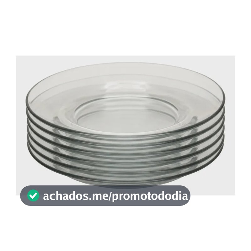 Jogo 12 Prato De Sopa Prato Fundo Liso Transparente 22cm