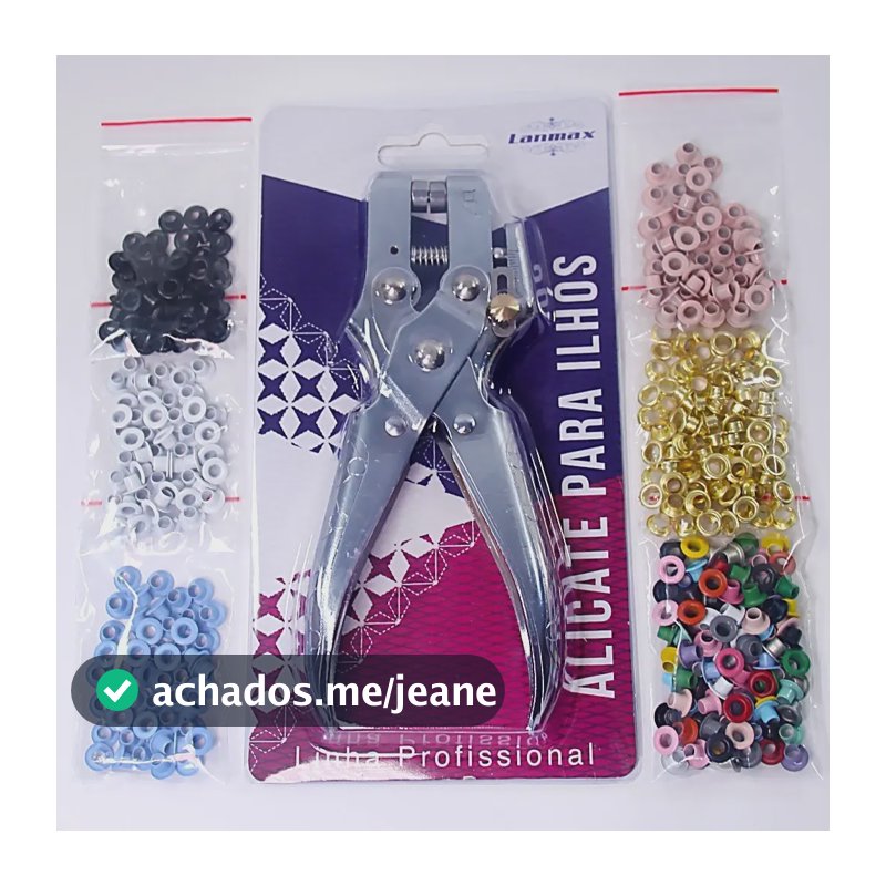 Alicate Ilhós Profissional + 5 Cores + 100 Variados - 400 Pç Variadas