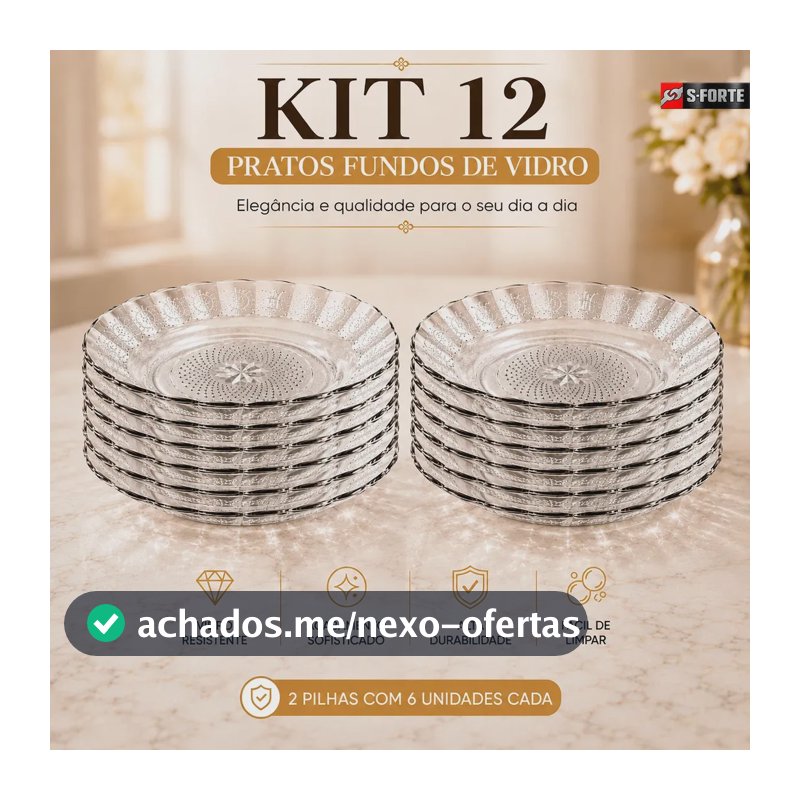 Kit 12 Prato Fundo De Vidro Transparente Estrela Para Restaurantes Servir Sopas Caldos Risotos E Massas
