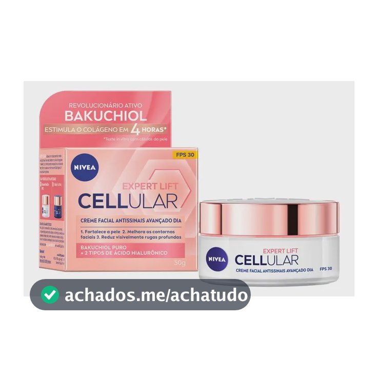 NIVEA Creme Facial Antissinais Cellular Lift Dia FPS 30 50ml, Fortalece a Pele, Reduz Rugas, Estimula Colágeno, Bakuchiol Puro, Cuidado Diário