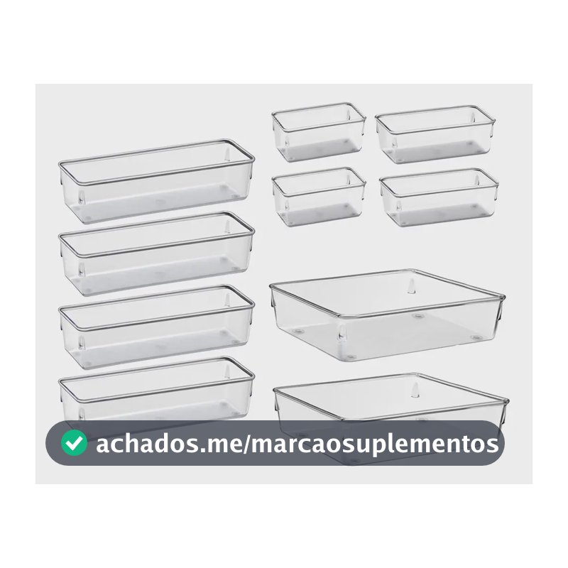 Kit 10 Organizador Multiuso Modular Gaveta Acrilico Rebirth Cor Cristal