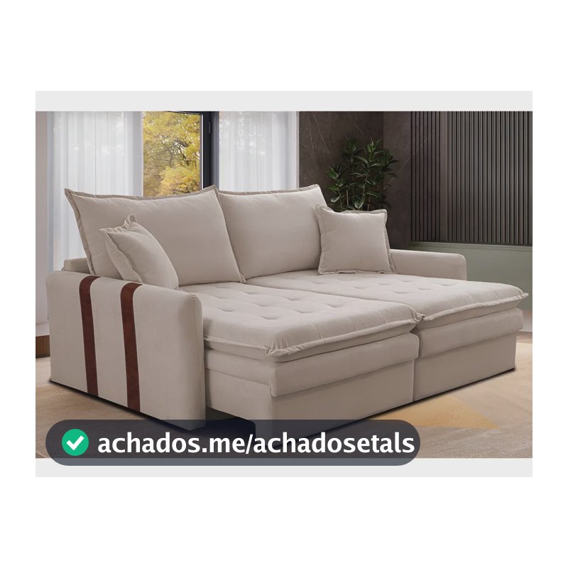 Sofá Sem Caixa Retrátil 2,00m Soft Bonnie Boucle Cama Inbox Cor Bege Desenho Do Tecido Liso