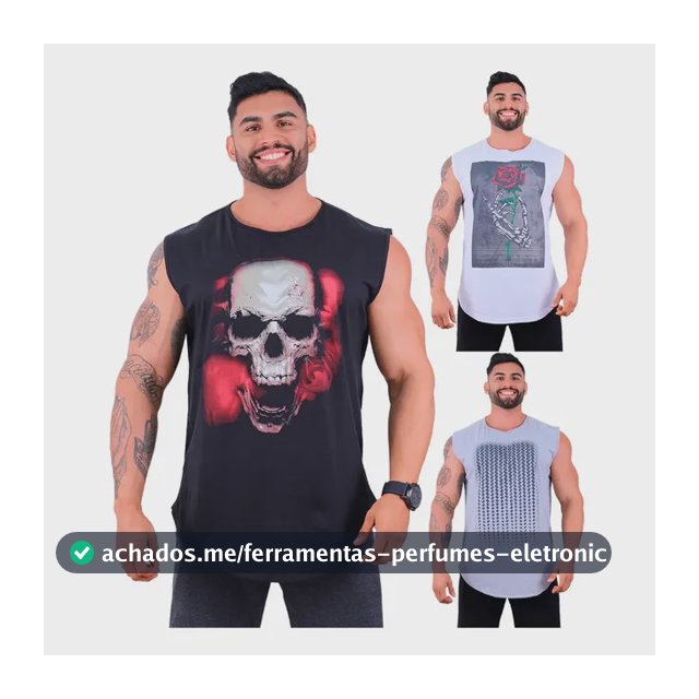 Kit 3 Regata Machão Longline Masculina Mxd Conceito Premium