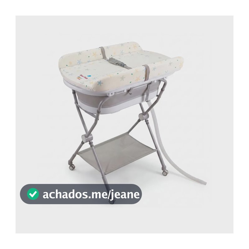 Banheira Bebê Dobrável Trocador Suporte Ajustável 3 Alturas Termômetro 10L Rodinhas Starfish Maxi Baby