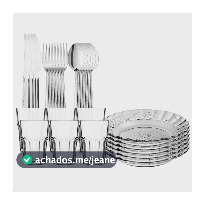 Aparelho De Jantar 30 Peças Com Pratos, Copos E Talheres Transparente