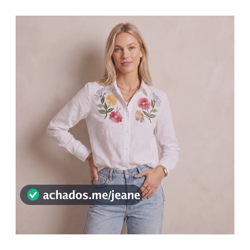 Camisa Feminina Flores Primavera Verão Nova Coleção Gisele Branco Gg