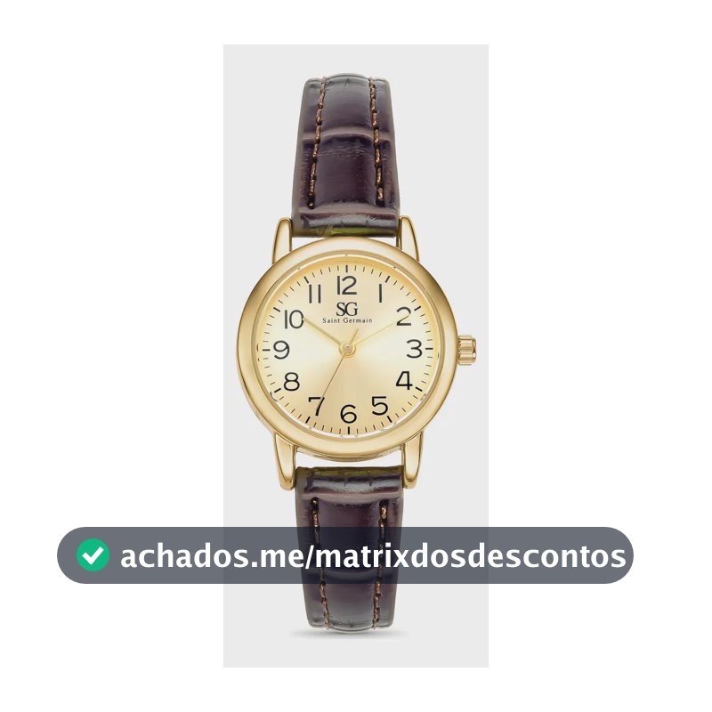 Relógio Saint Germain Houston Feminino Analógico Marrom Dourado Com Pulseira de Couro Sintético