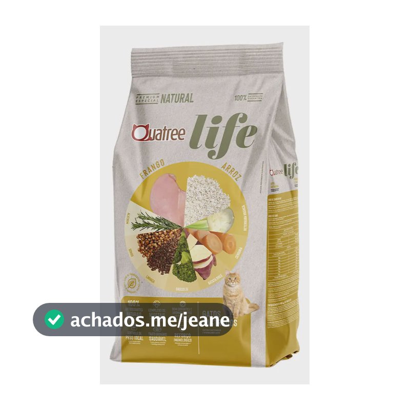 Quatree Life alimento para gatos castrados frango e arroz 3kg