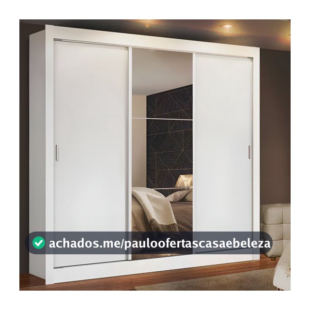 Guarda Roupa Casal Madesa Mônaco 3 Portas Correr Espelho Cor Branco 1093D81E