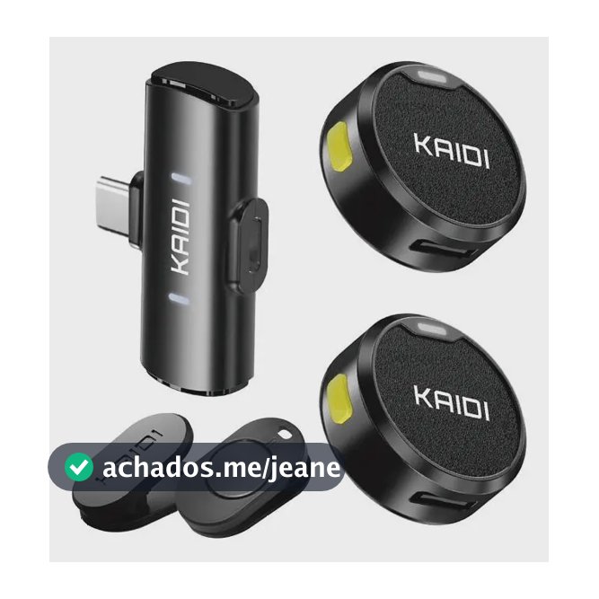 Microfone Lapela Sem Fio Kaidi Tipo-C