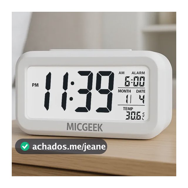 Relógio Digital Mesa Despertador Inteligente Cabeceira Quarto Idoso Com Sensor De Temperatura Micgeek