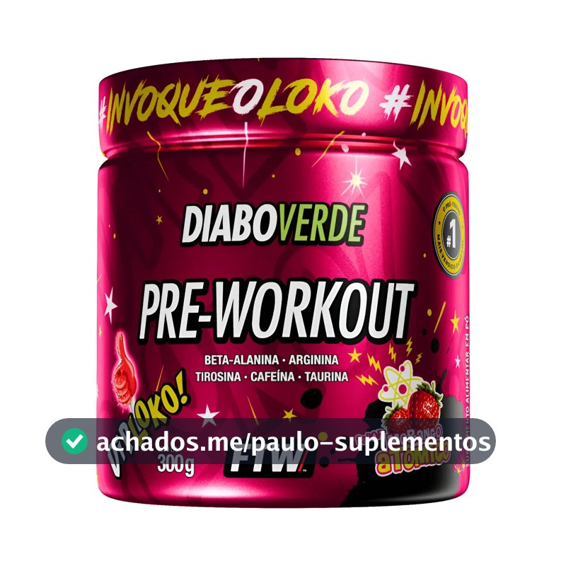 Suplemento em pó FTW Diabo verde Dip Loko! Pré treino sabor Morango Atômico x 300g
