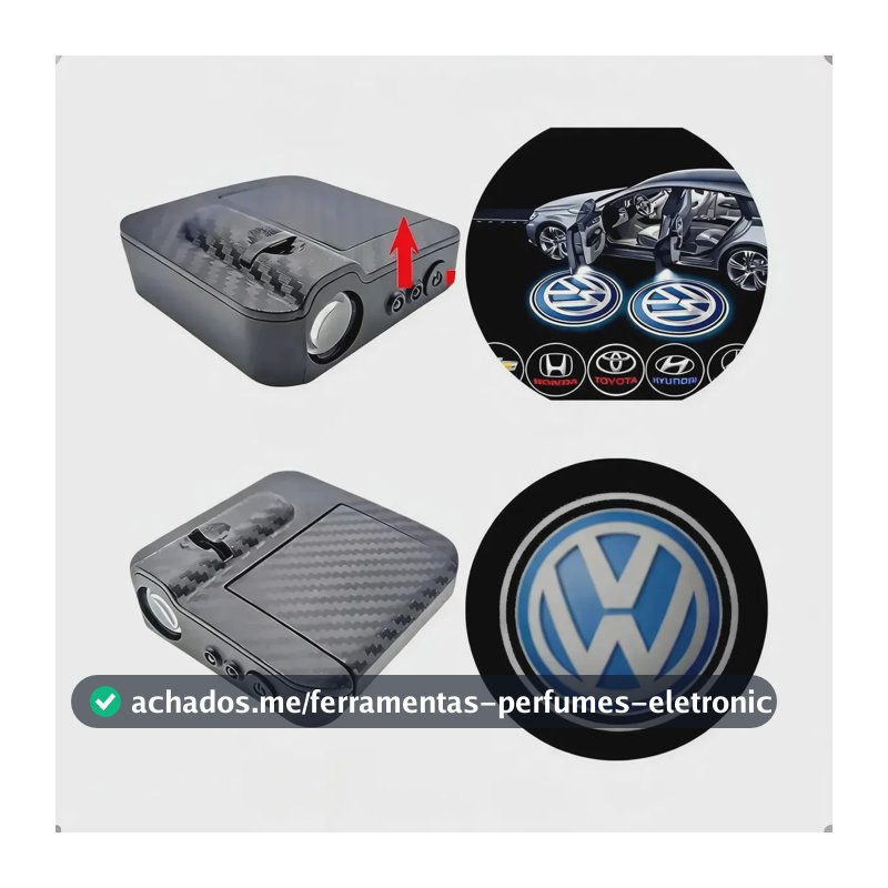 2 Projetor Led Portas Carro Diversos Logotipos | Volkswagen