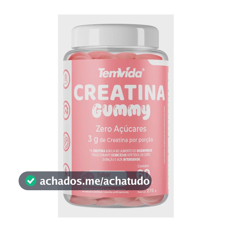Creatina Gummy em Gomas Zero Açúcar 60 Unidades 3g Tem Vida
