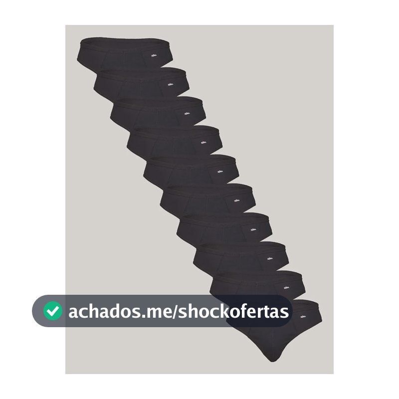 Kit Com 10 Cuecas Slip 100% Algodão Zorba Lisa Preto G