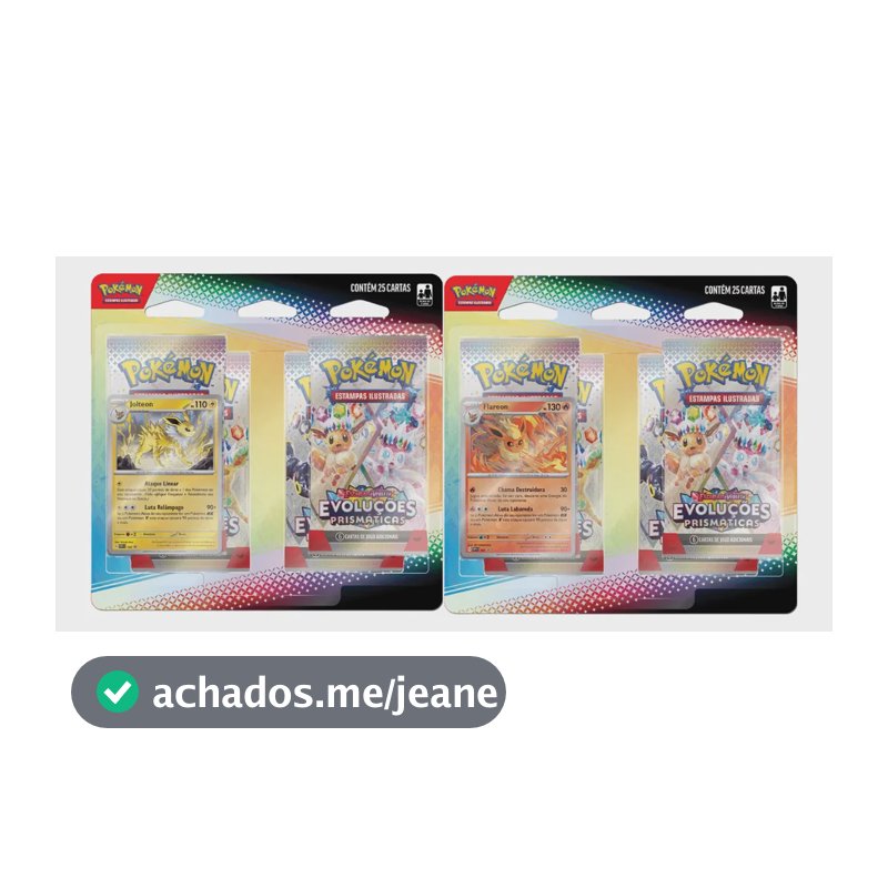 Kit 2 Blister Quadruplo Pokémon Evoluções Prismáticas Copag Flareon E Jolteon Português