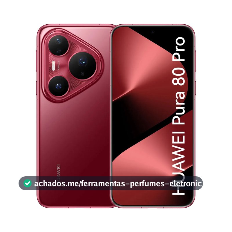 Smartphone HUAWEI Pura 80 Pro 12GB+512GB Câmera Ultra-iluminação de 1 Polegada Câmera Teleobjetiva Macro Ultra-iluminação Cancelamento de Ruído por IA 5.17 Ah Dual SuperCharge Celular Vermelho