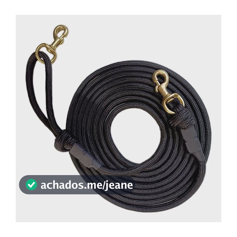Guia Cachorro 5 Metros Corda De Poli Com Mosquetão Na Alça Cor Preto
