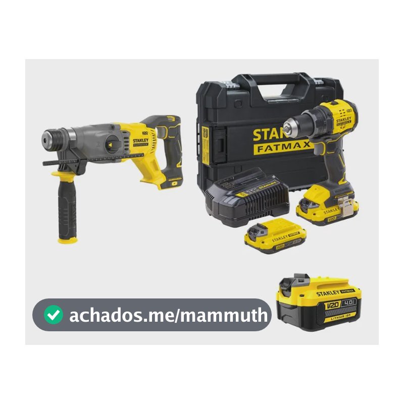 Parafusadeira Stanley 20v + Martelete + Ganhe Bateria 4ah Amarelo 20v