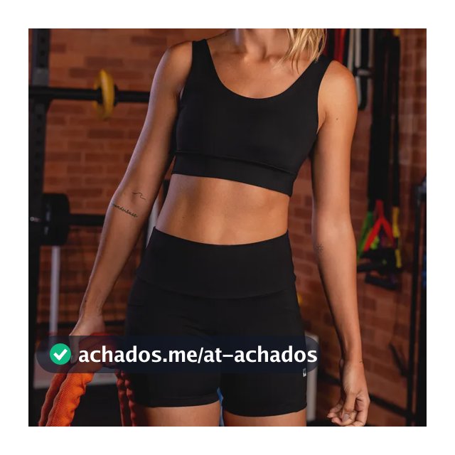 Conj Blackout Top + Shortinho Com Bolsos Zero Transparência  Preto Liso G
