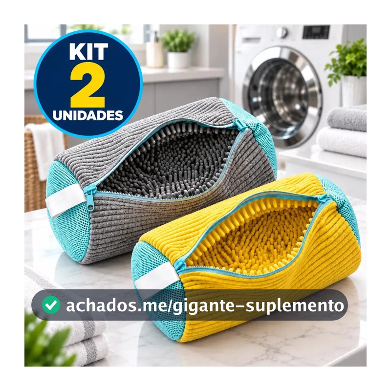 Kit 2 Sacos para Lavar Tênis e Sapatos na Máquina com Zíper Reforçado proteção dos calçados Fibras e cerdas macias Lupita