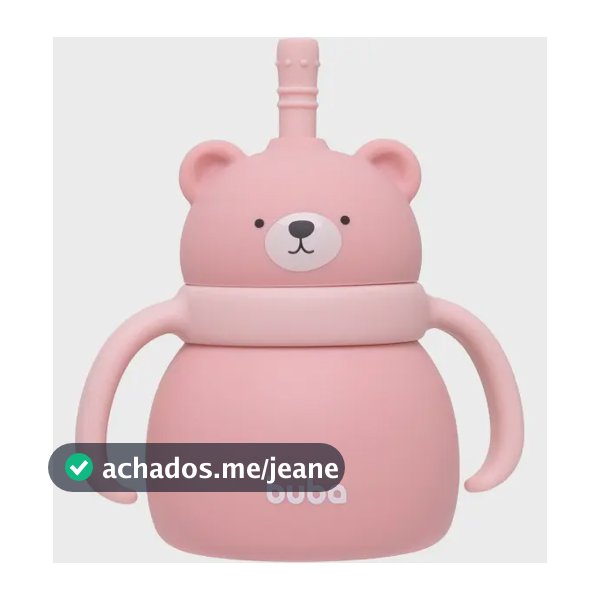 Copo Em Silicone Com Canudo Ursinho Rosa 19690 - Buba