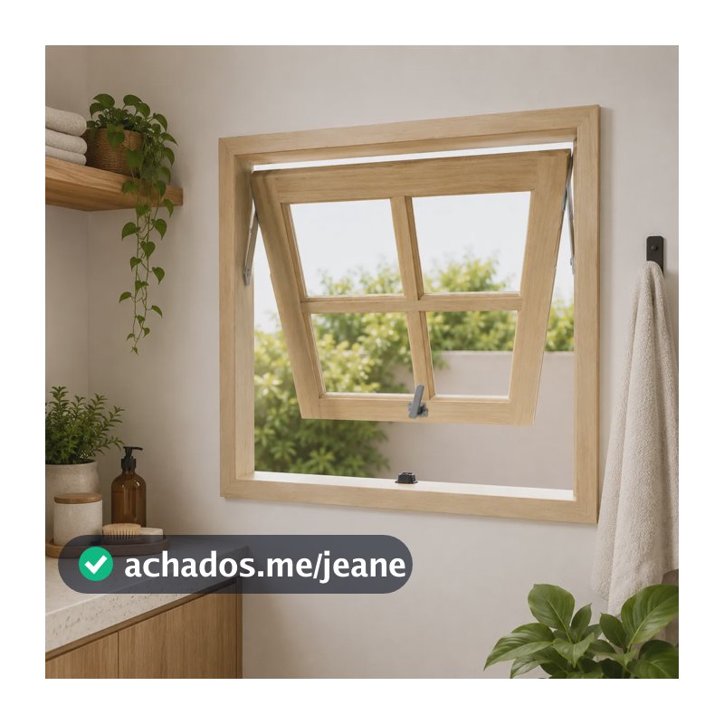 Janela Max Ar Em Madeira Eucalipto Tratado Para Banheiro Marrom-claro 60x60