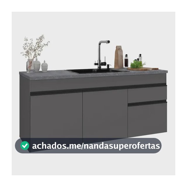 Balcão de Cozinha Gabinete Pia 150cm 3 Portas 1 Gaveta Suspenso Milano Multimóveis MP2416