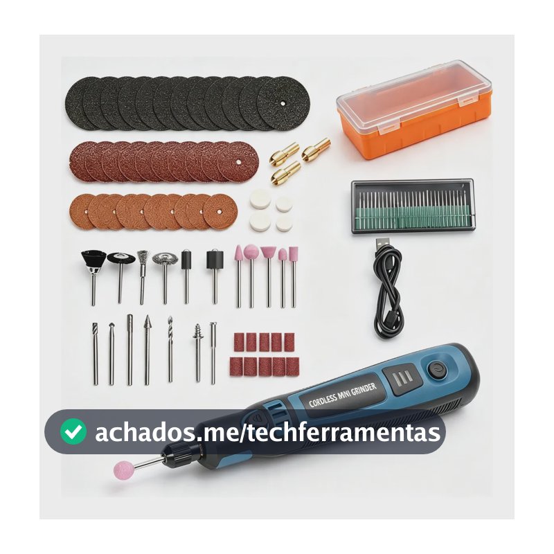 Micro Retífica Com Acessórios Mini Furadeira E Maleta 96 Pcs