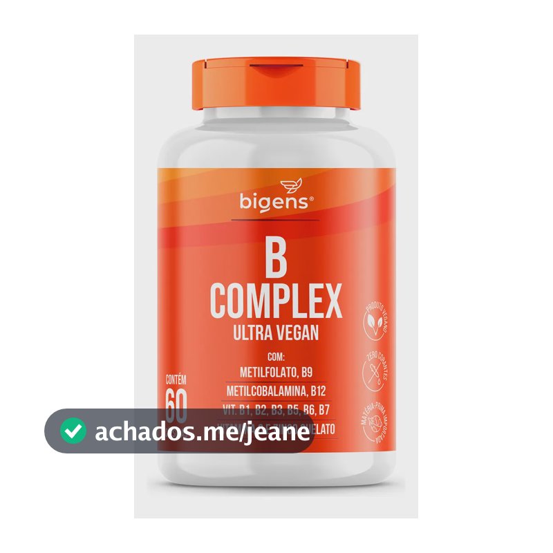Complexo B Vegano, Apenas 1 Cápsula Ao Dia, Total 60 Cápsulas, Até 500% Idr, Bigens