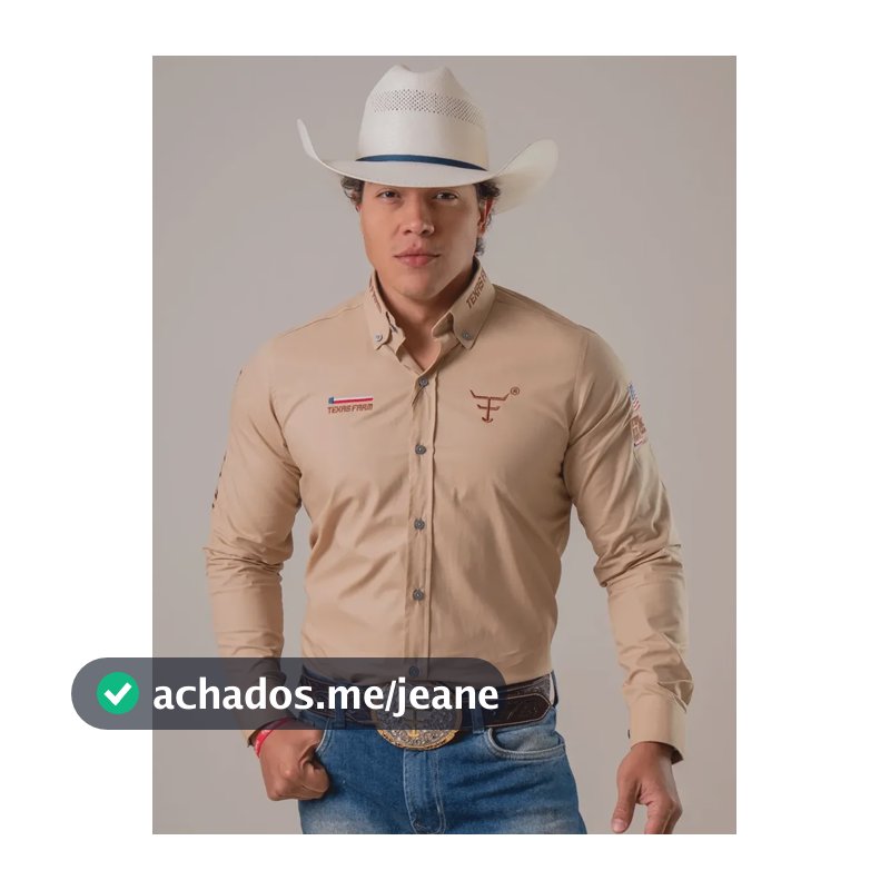 Camisa Texas Farm Masculina Competição Manga Longa Bordada Bege P