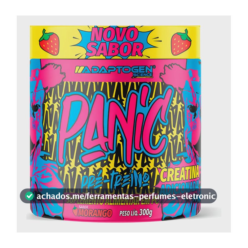 Suplemento Adaptogen Science Pré Treino Panic en pó sabor morango x 300g