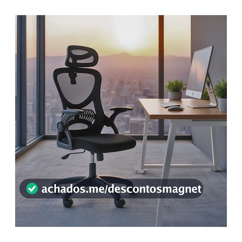 Cadeira de Escritório Giratória HomeNow Columbus Presidente Preta com Tela Mesh