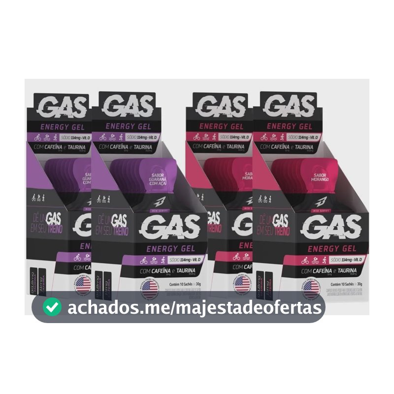 Kit 4x Caixas Gas Gel Energético 40 Sachês Bodyaction Sabor Morango/guarana Com Açai