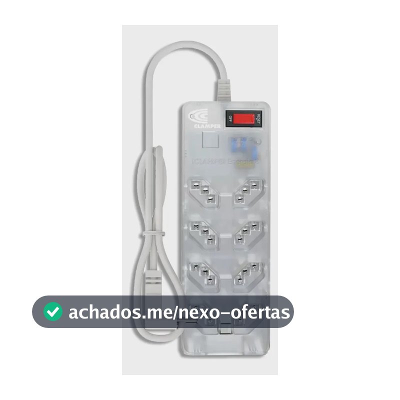 Filtro de Linha Clamper Energia 8 Tomadas Bivolt, com DPS e Proteção LCF Transparente