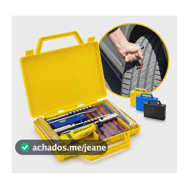 Kit Reparo Pneu Metal Remendo Macarrão Carro Moto Com Maleta