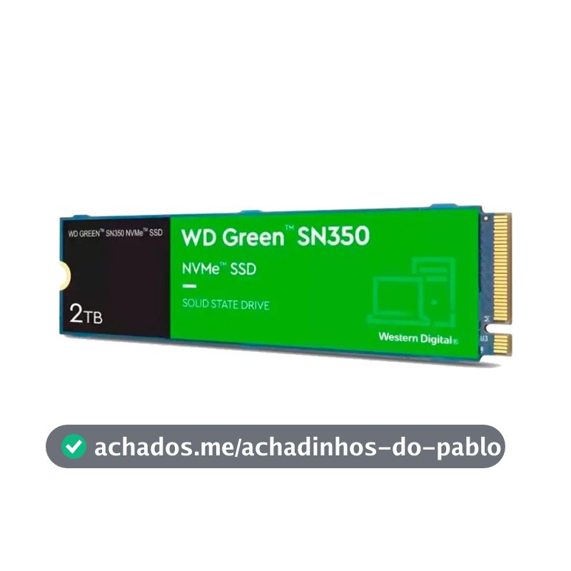 Ssd 2tb M.2 2280 Nvme Pcie Gen3 Western Digital WD Green SN350 Wds200t3g0c Velocidade De Leitura Até 3200mb/s Cor Verde Disco Sólido Interno