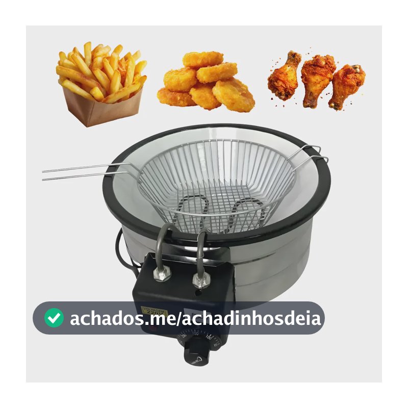Fritadeira Elétrica Redonda 5 Litros Tacho Esmaltada Pastel Prateado 220v 60hz