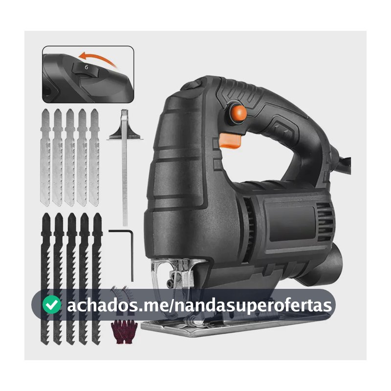 Serra Tico-Tico Perfin 780W com Velocidade Variável e Troca de Lâmina Rápida