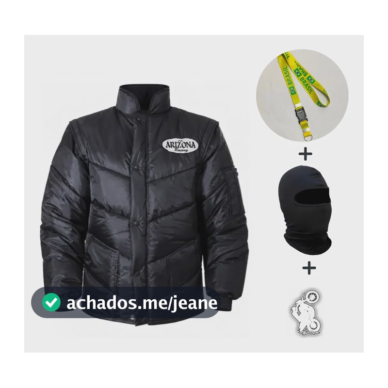 Jaqueta Arizona Racing Basica + Balaclava + Chaveiro Preto Liso M