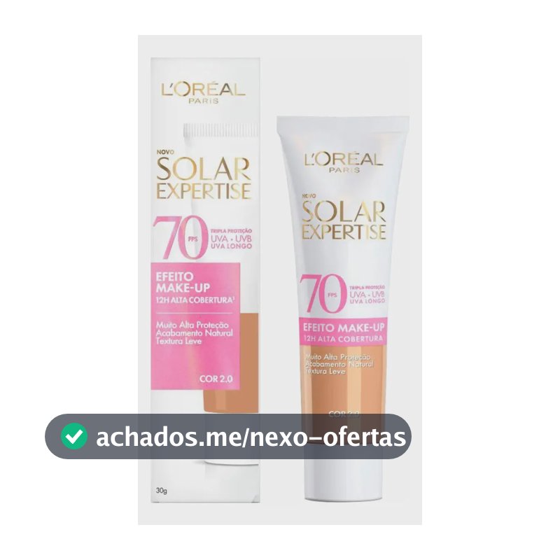 L'Oréal Paris Solar Expertise Efeito Make Up 4.0 - Protetor Solar Facial com Cor FPS 70 Alta Cobertura 30g
