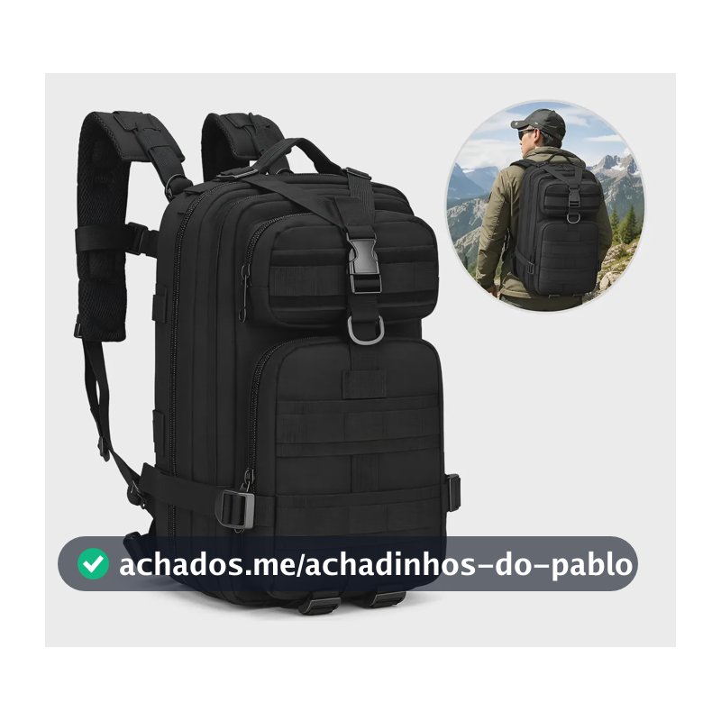 Mochila Tática Militar 30l Impermeável Reforçada Masculina Preto
