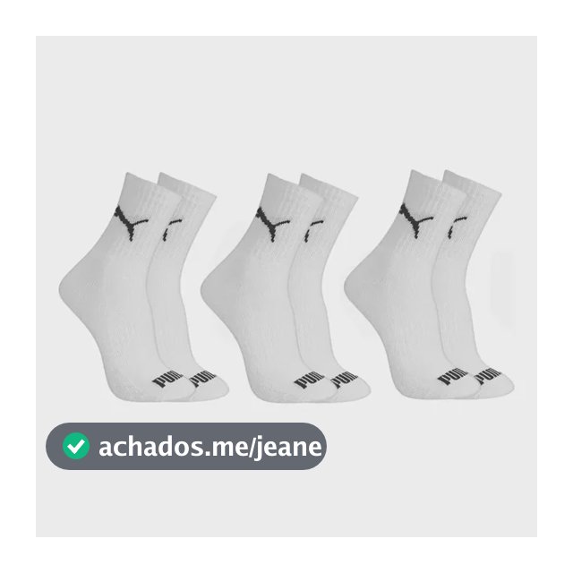 Kit 3 Pares Meia Esportivas Grossa Unisex Cano Médio Puma
